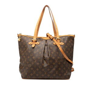Louis Vuitton Monogram Palermo Tote Shoulder Bag Brown Leather